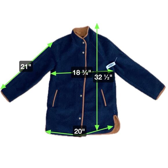 Old Navy Sherpa Jacket Women's Navy Teddy Brown Faux Suede Lined Coat SZ XS NWT - Picture 10 of 13